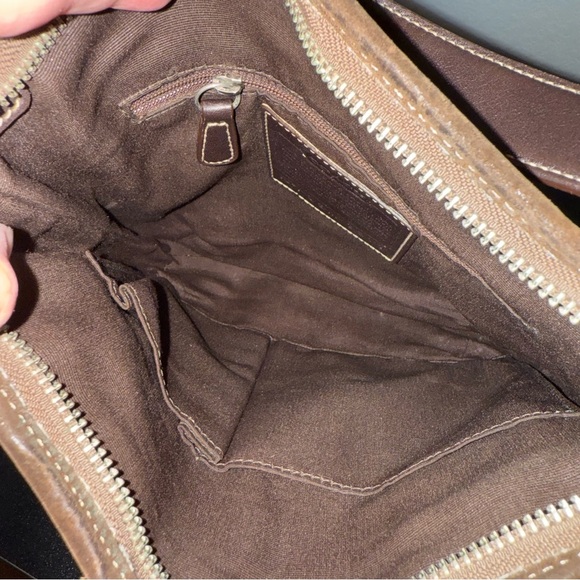 Coach 3577 Brown Leather Suede Signature Canvas Womens Shoulder Bag Y2K GUC - Picture 6 of 7